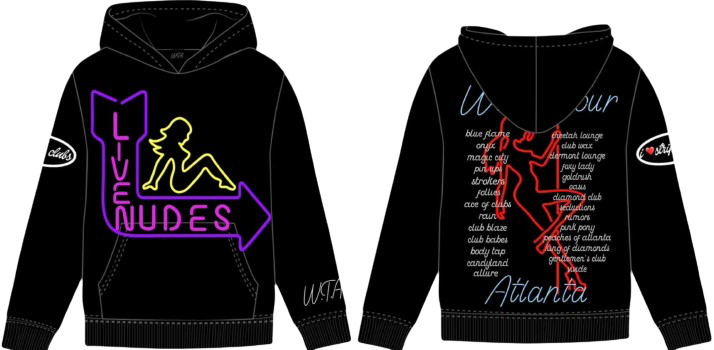 BLACK WTA HEAVYWEIGHT ATL STRIP CLUB HOODIE